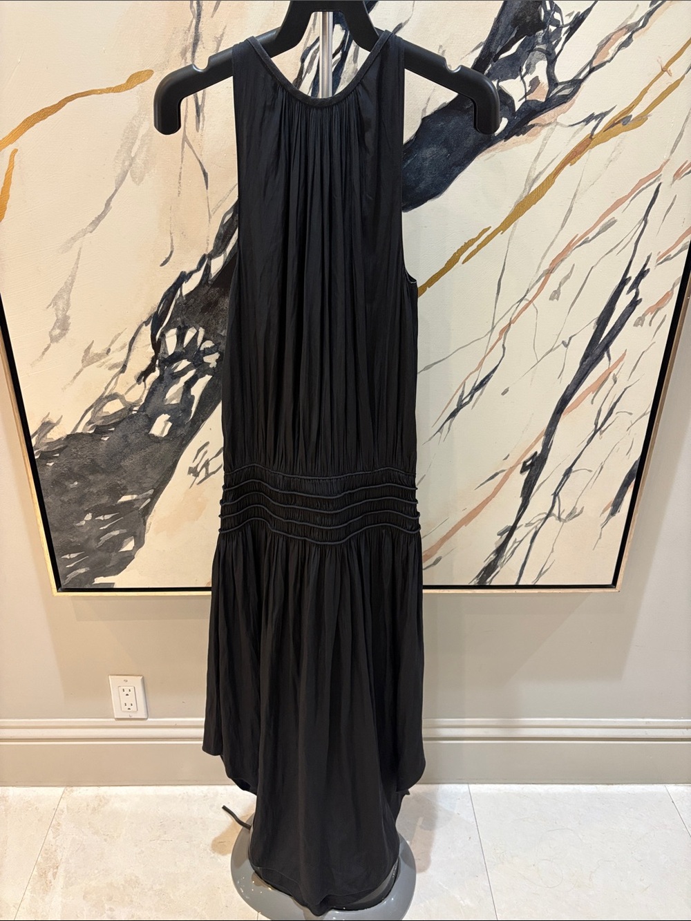 Ramy Brook Black Sleeveless Pleated Maxi Dress